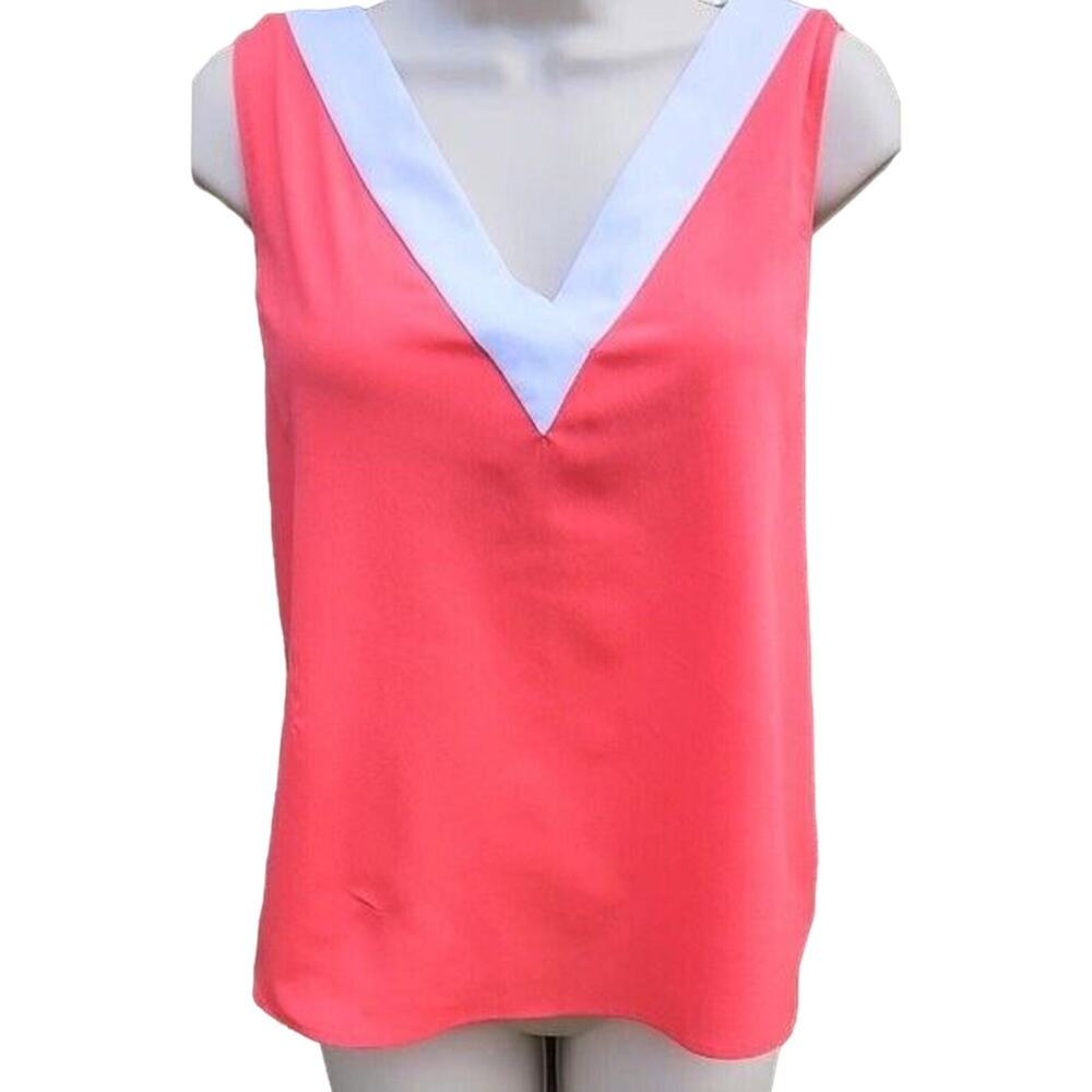 Banana‎ Republic Women's Tank, Size Small, Coral with White, V-Neck